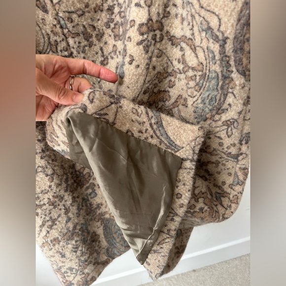 ZARA Long Wool Floral Coat Jacket Cosmic Astrology Zodiac Rose Garden - Picture 9 of 11